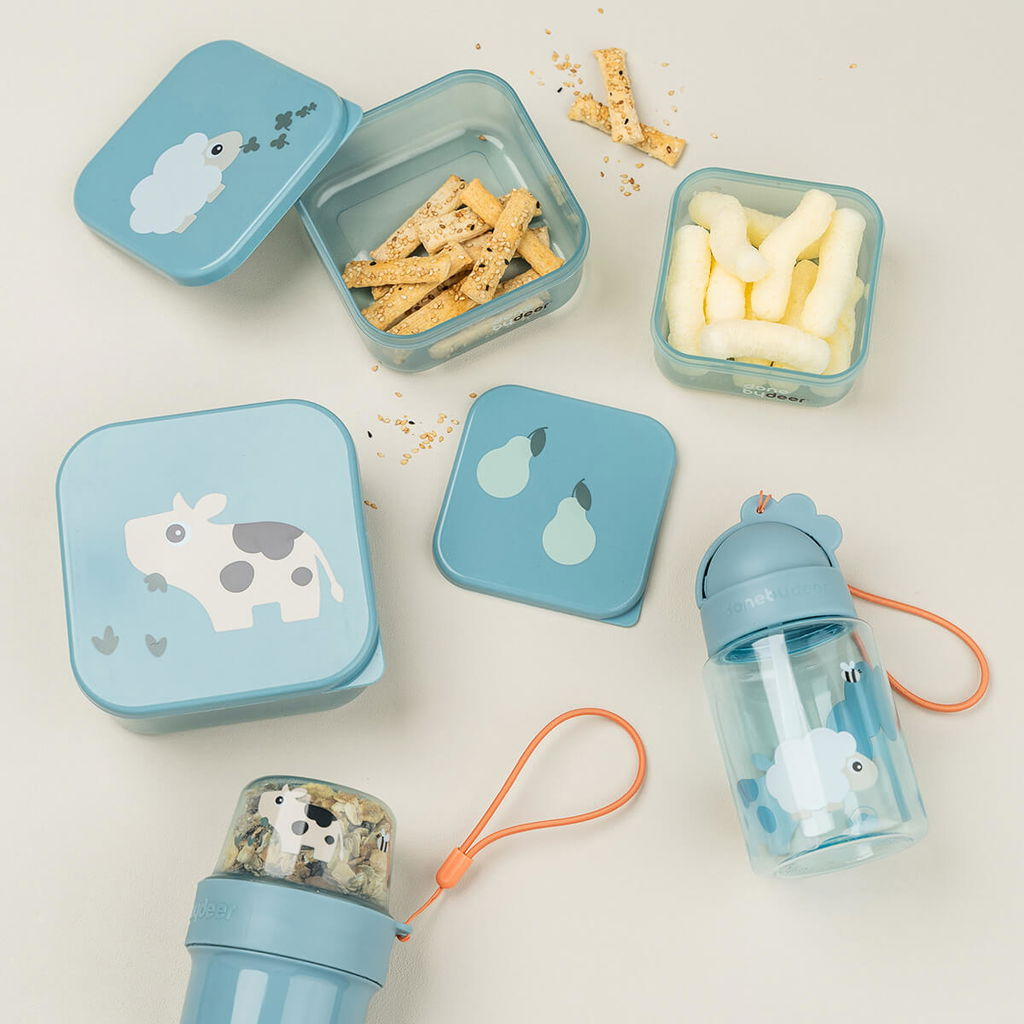Done By Deer Snack Box 3-pack Tiny Farm Blue