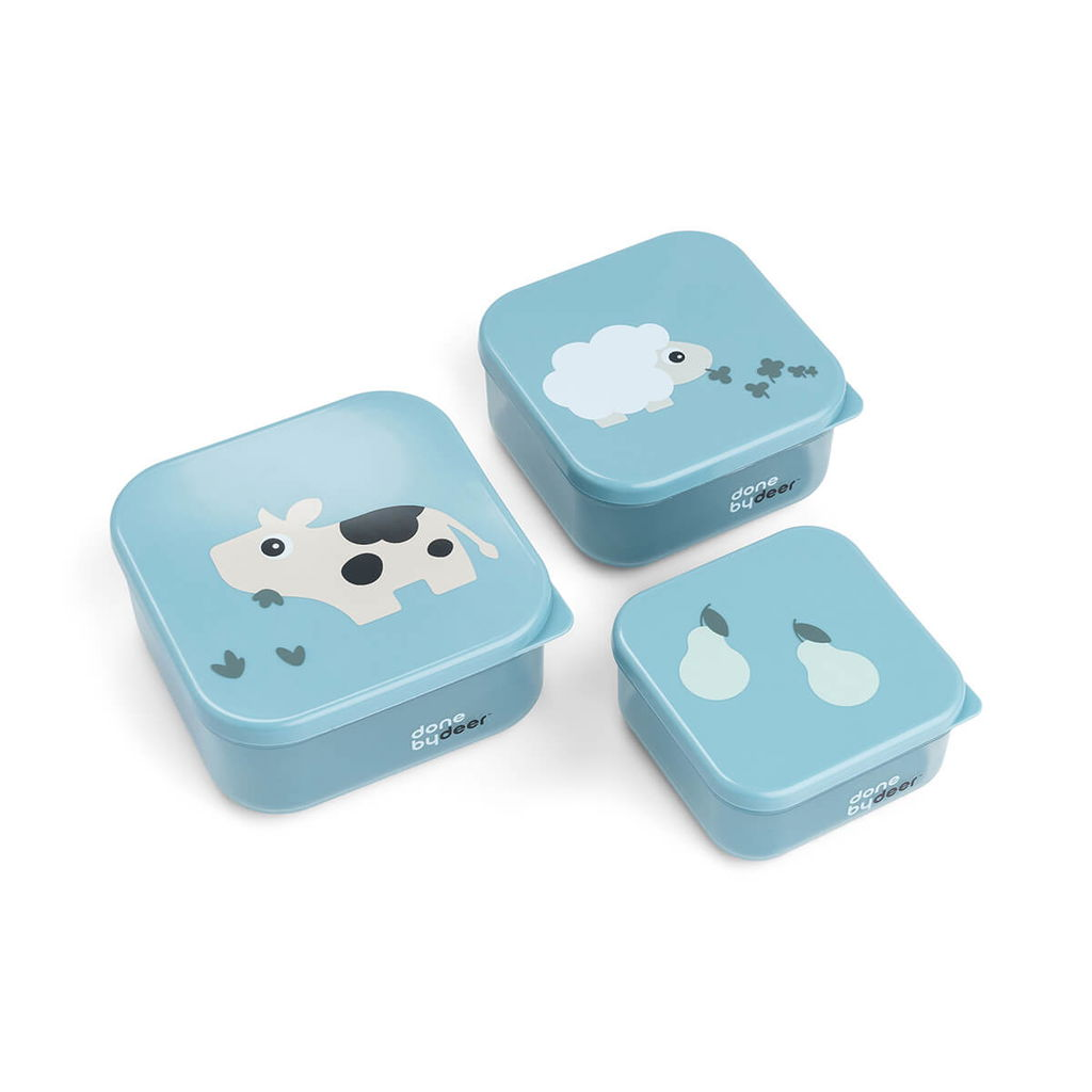 Done By Deer Snack Box 3-pack Tiny Farm Blue