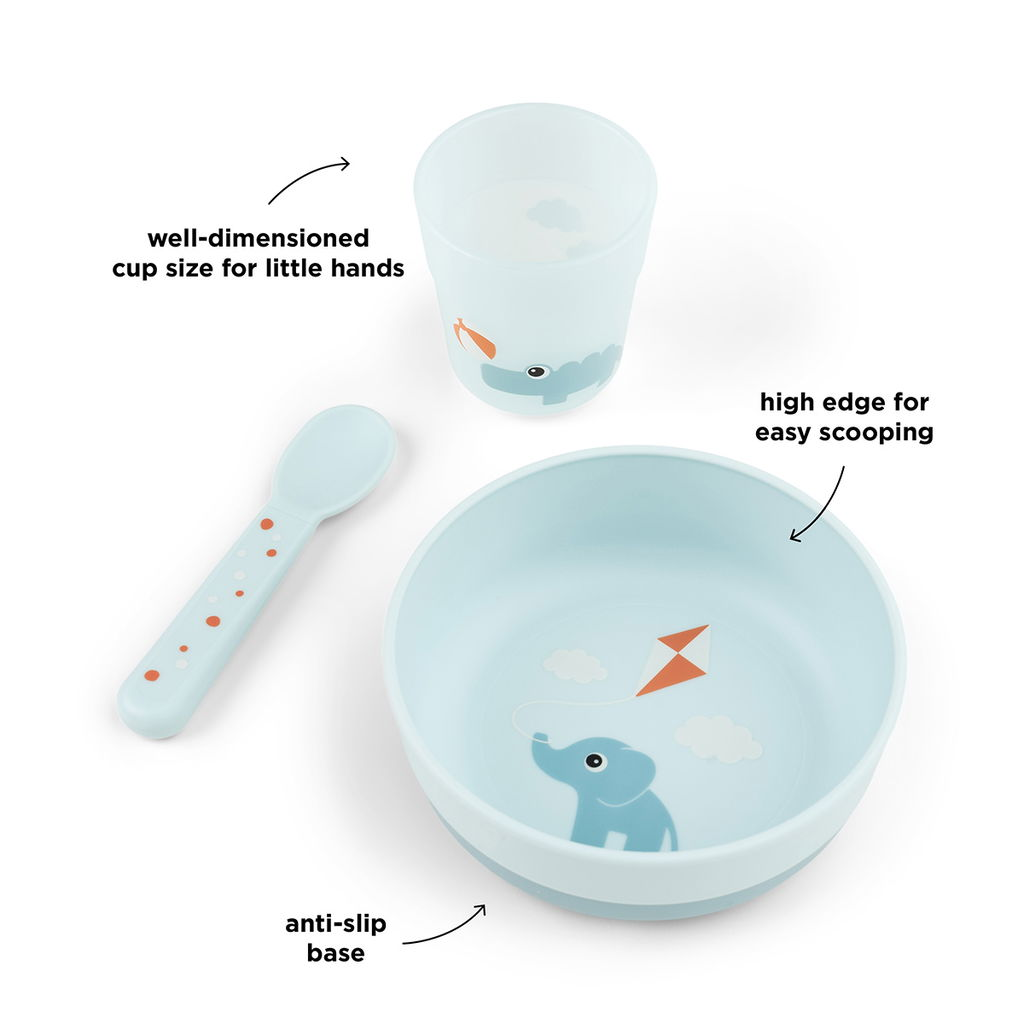 Done by deer Playground foodie first meal servisset 3 delar Blue