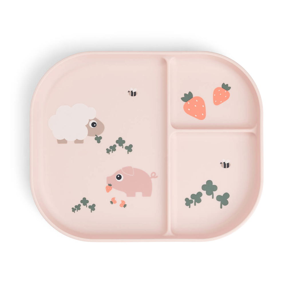 Done by Deer Foodie tallrik med fack Tiny farm Powder