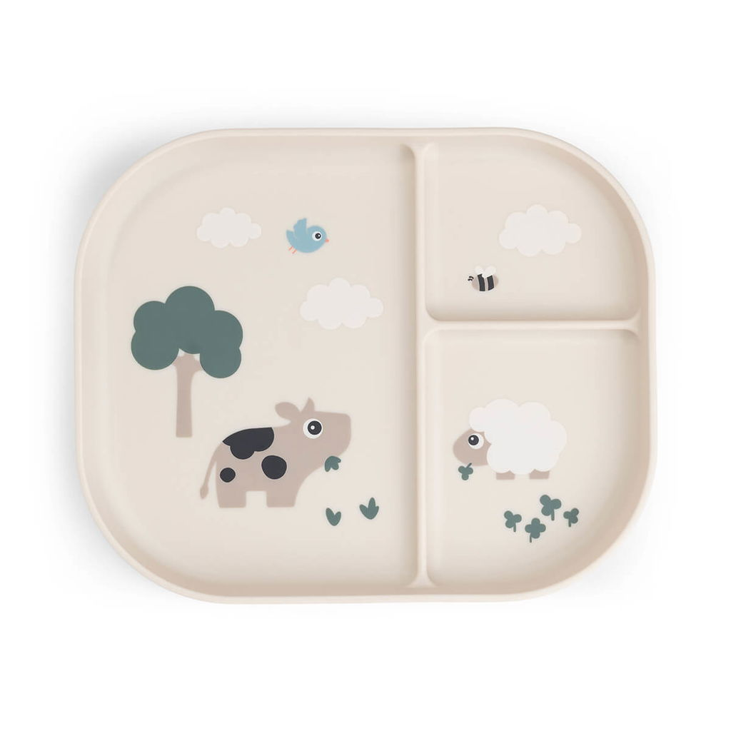 Done by Deer Foodie tallrik med fack Tiny farm Sand