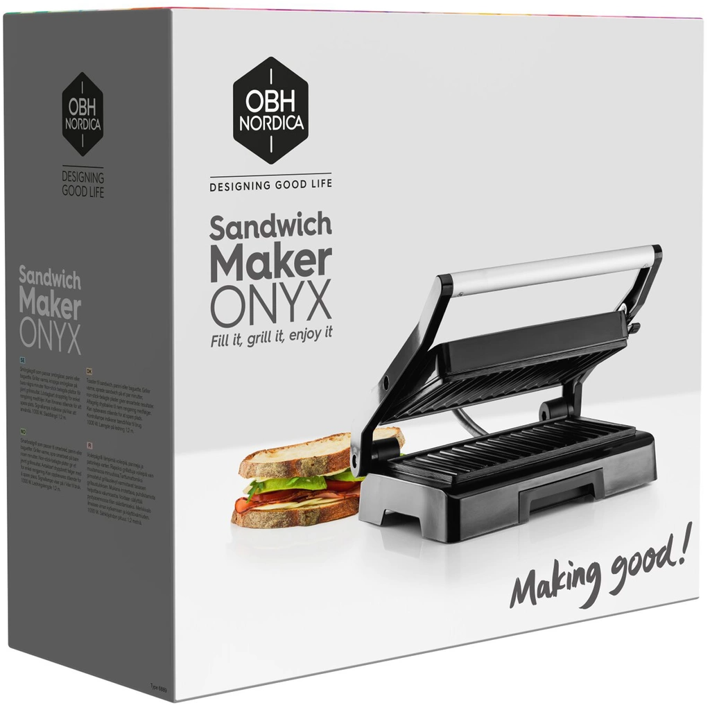 OBH Nordica Smörgåsgrill Onyx Panini 1000 W  6889