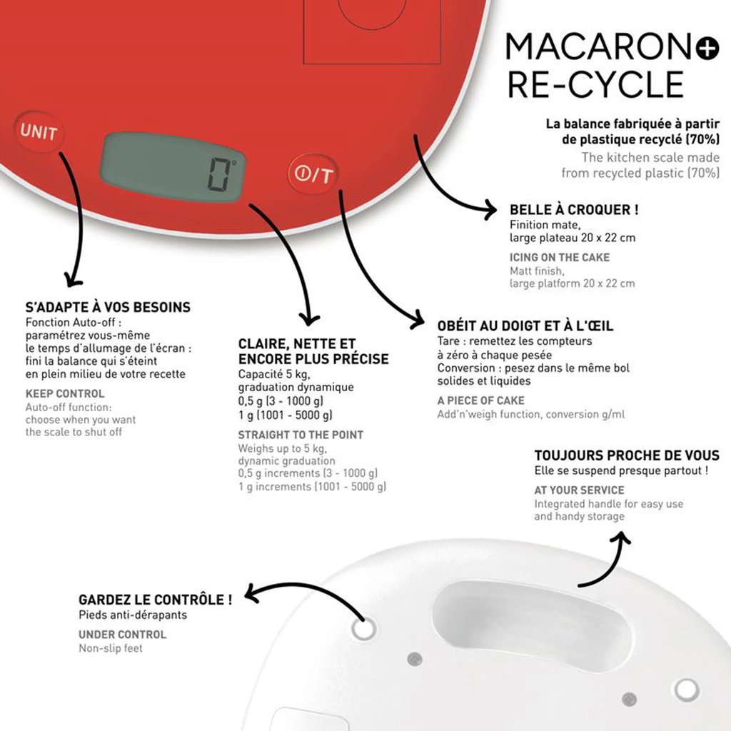 Terraillon Köksvåg Macaron+ Re-Cycled 70%, 5 kg