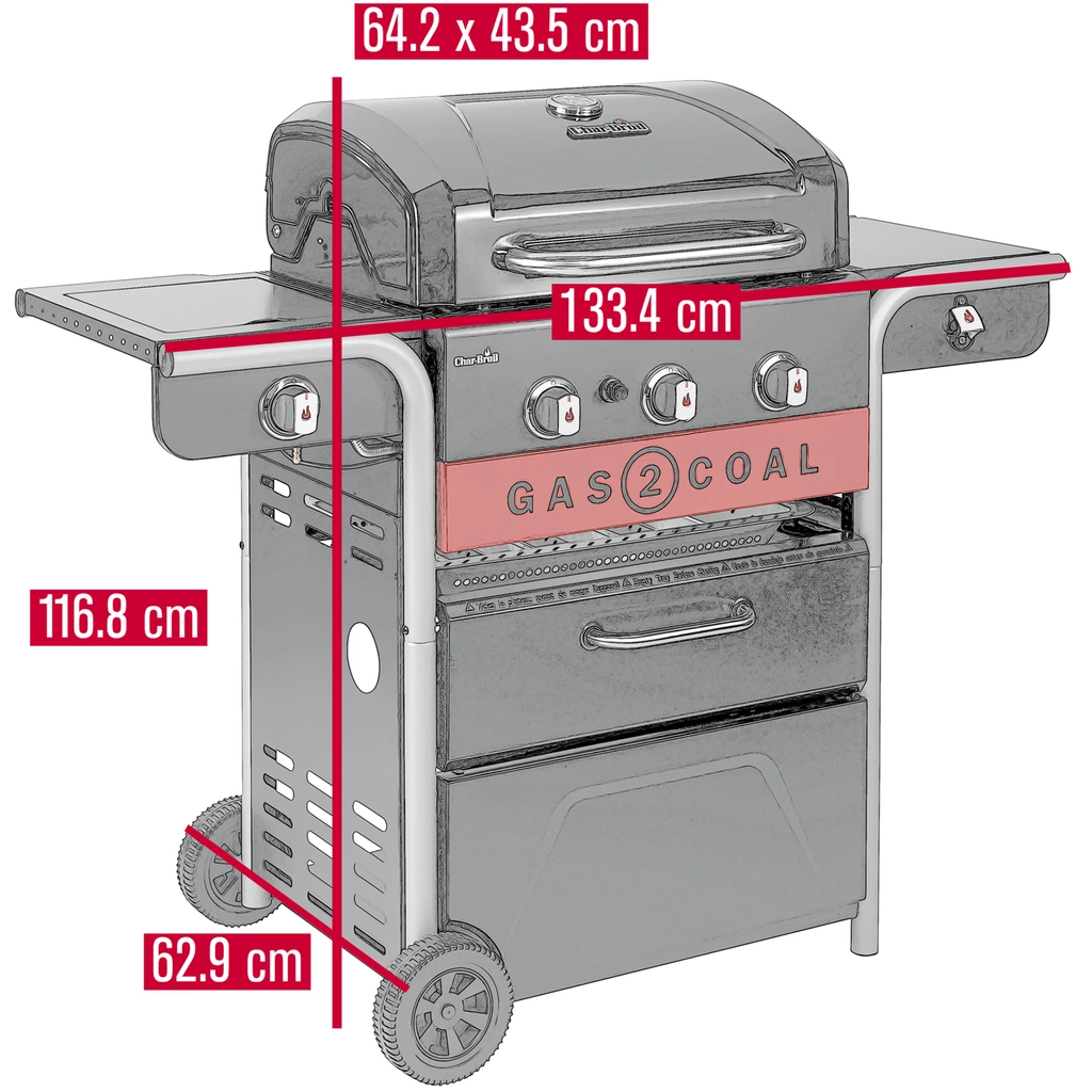 Char-Broil Hybridgrill Gas2Coal 2.0 3+1 Brännare 140925