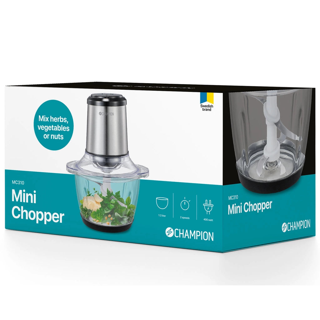 Champion Mini Chopper 1,2L 400W Glasskål MC310 Rostfri