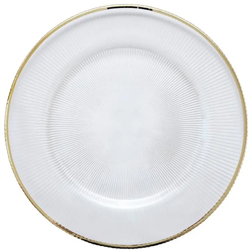 Stiernholm Plisse Undertallrik 33 cm klar/guld 6-pack